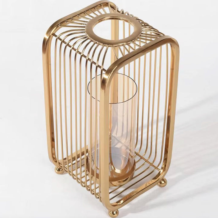 Gold Cage Candle Holder Set