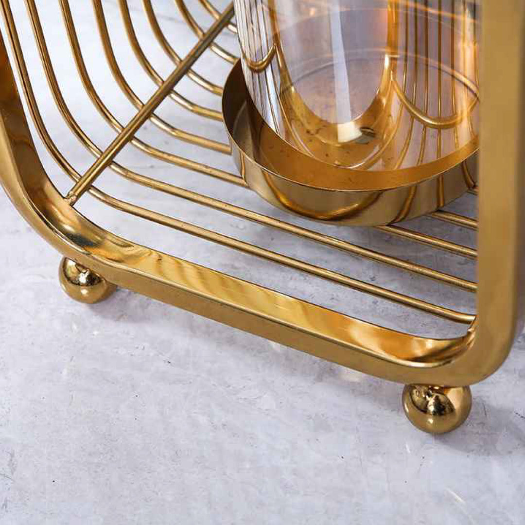 Gold Cage Candle Holder Set