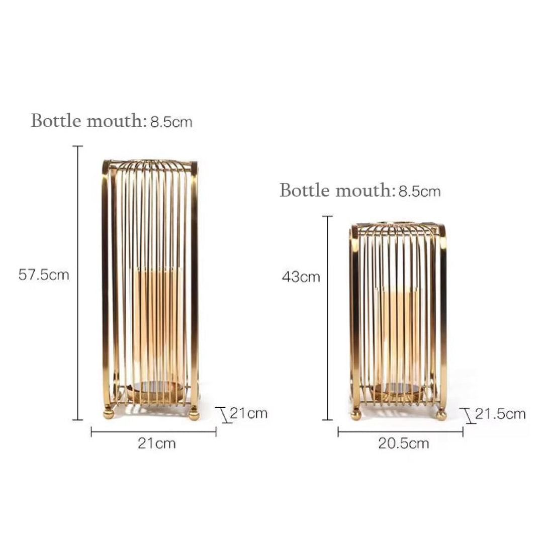 Gold Cage Candle Holder Set