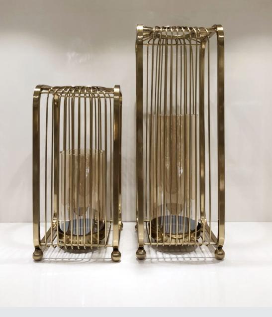 Gold Cage Candle Holder Set