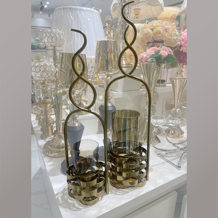 Gold Spiral Candle Holder Set