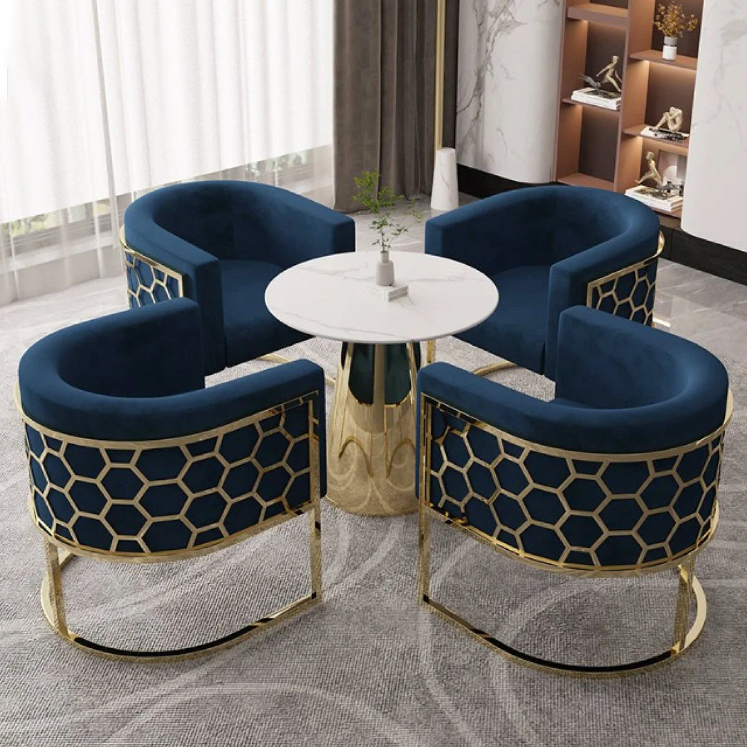 Honeycomb Blue Velvet  Chair 3