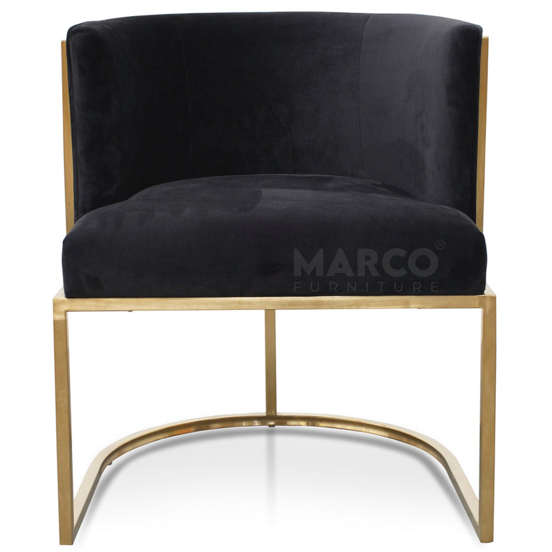 Honeycomb Black Velvet Brush Gold Chair