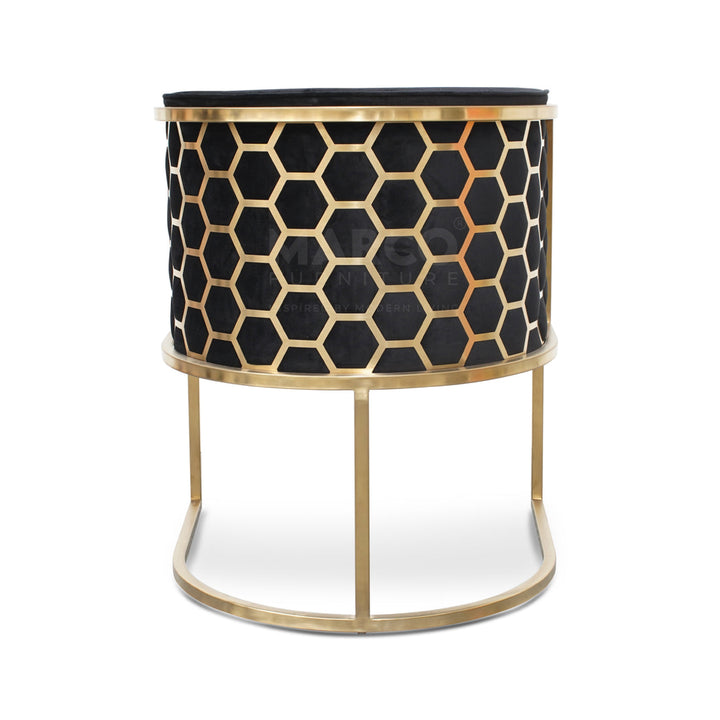 Honeycomb Black Velvet Brush Gold Chair