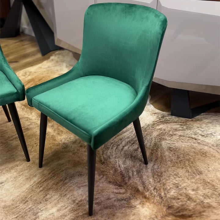 Hugo Green Velvet Dining Room Chair with Matte Finish Black Legs