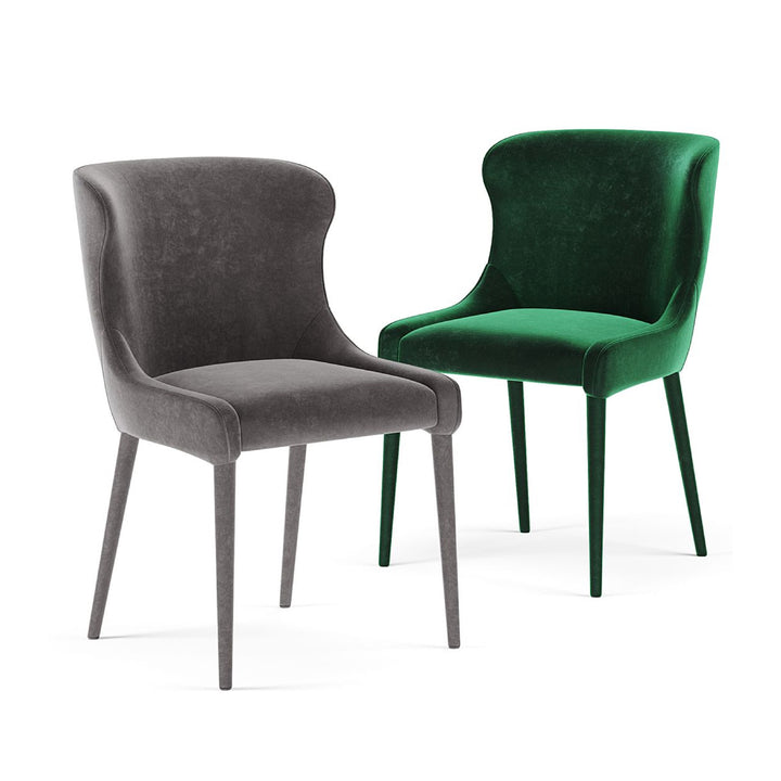 Hugo Green Velvet Dining Room Chair with Matte Finish Black Legs