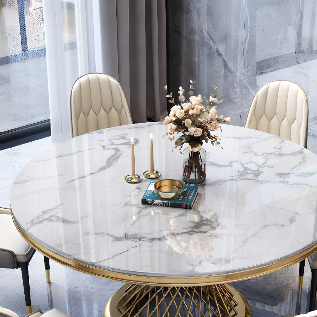 Kimber Pedestal Marble Dining Table