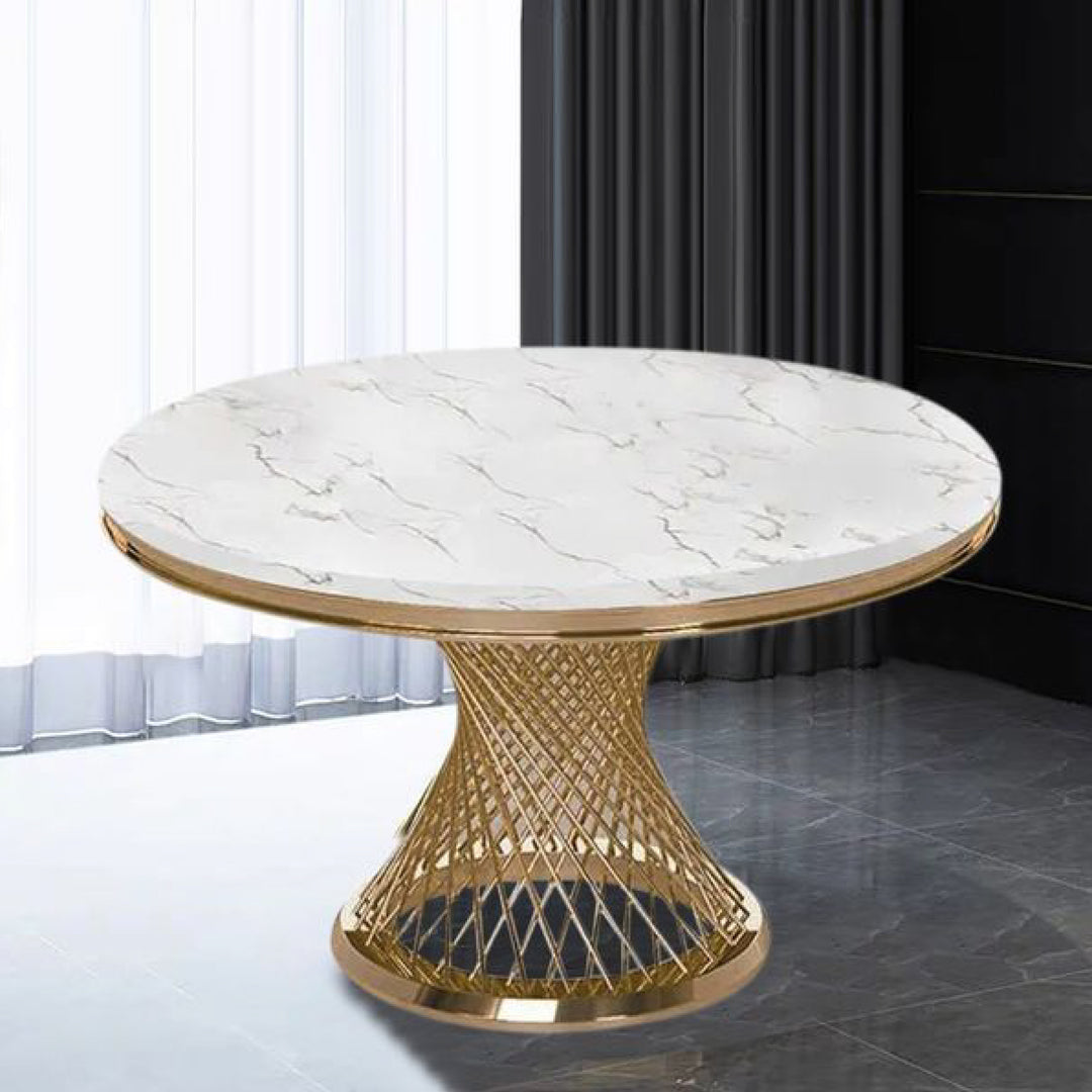 Kimber Pedestal Marble Dining Table