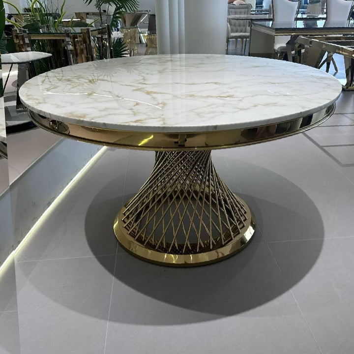 Kimber Pedestal Marble Dining Table