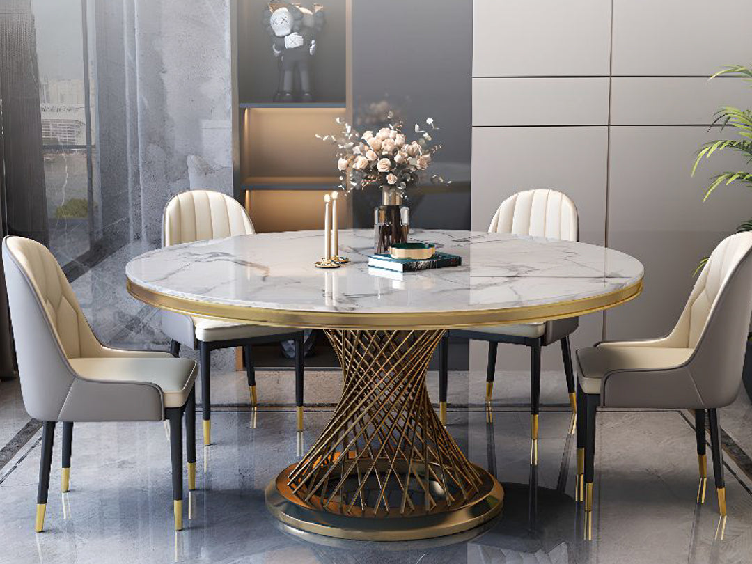 Kimber Pedestal Marble Dining Table