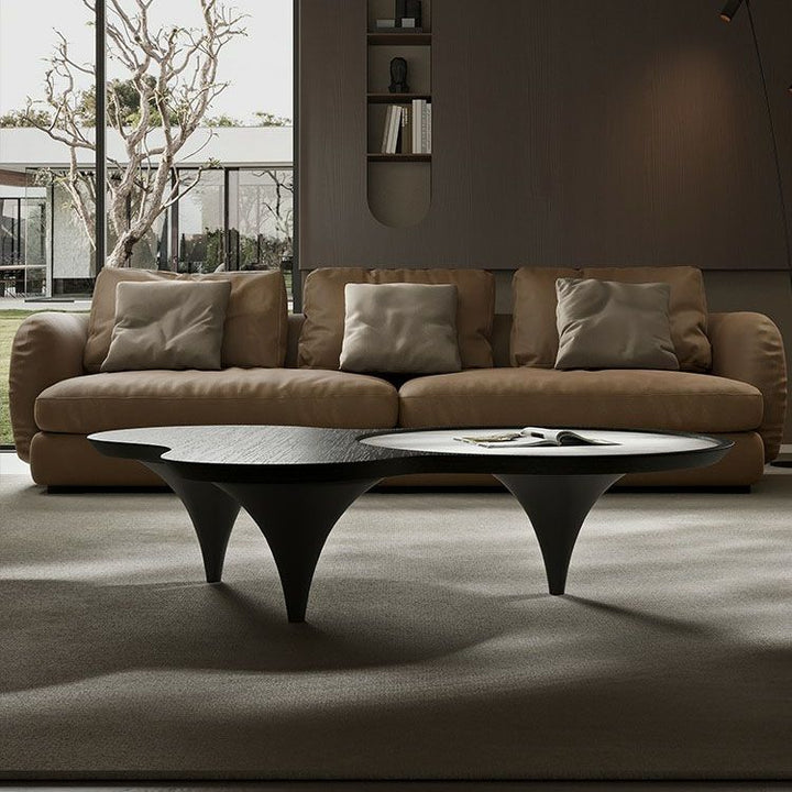 Roma 3 Legs Smoked Walnut Color with Sintered Stone Coffee Table