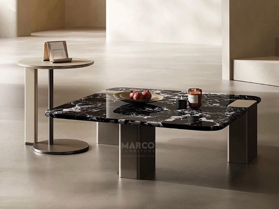 Lapis Black Rose Marble Top Coffee Table