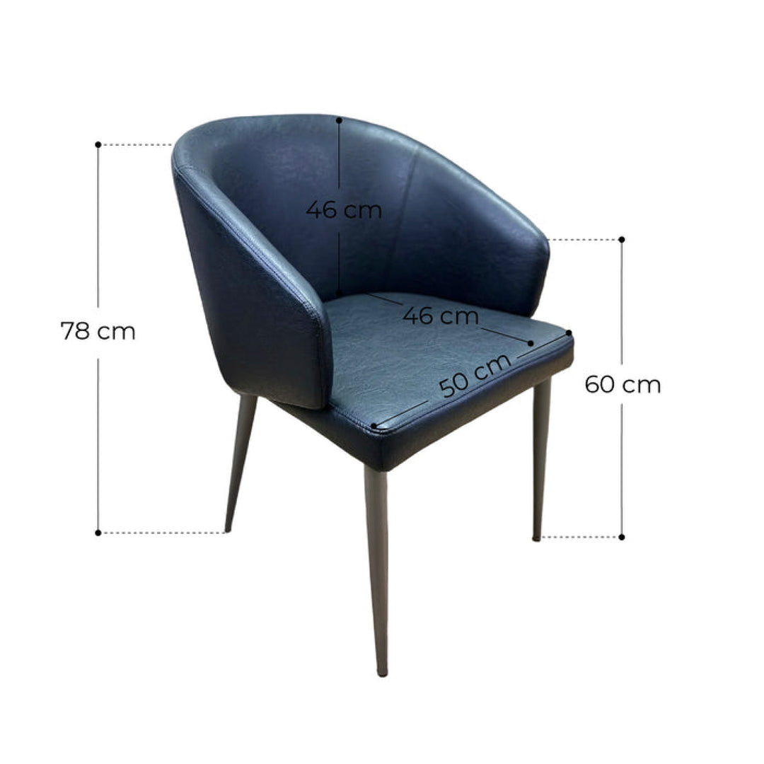 Leo Faux Leather Modern Dining Chair with Curved Backrest and Stainless Steel Carbon Legs