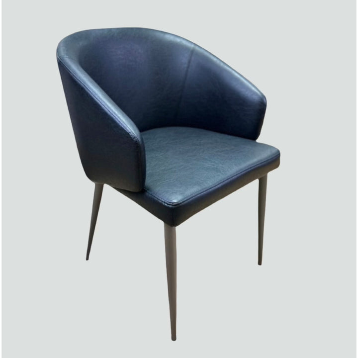 Leo Faux Leather Modern Dining Chair with Curved Backrest and Stainless Steel Carbon Legs