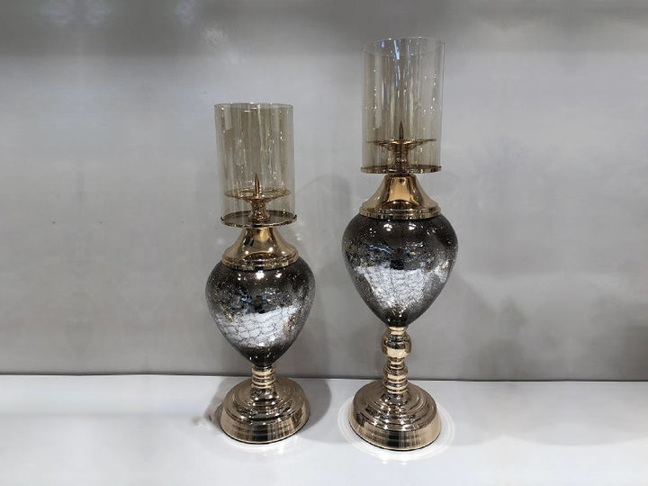 Luxe Gold and Glass Candle Holder Set