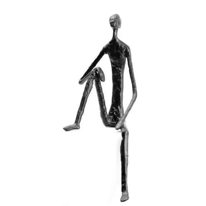 Minimalist Sitting Man Metal Sculpture