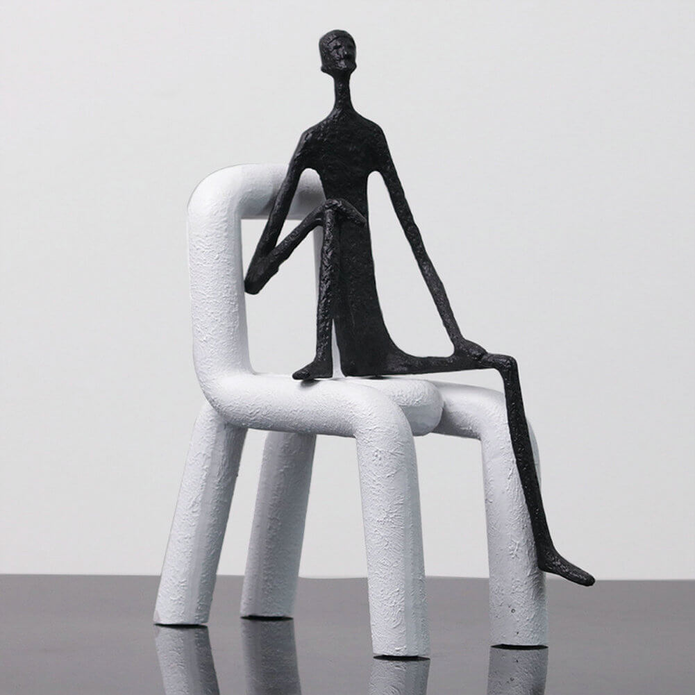 Minimalist Sitting Man Metal Sculpture