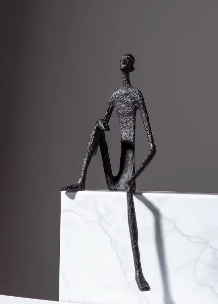 Minimalist Sitting Man Metal Sculpture