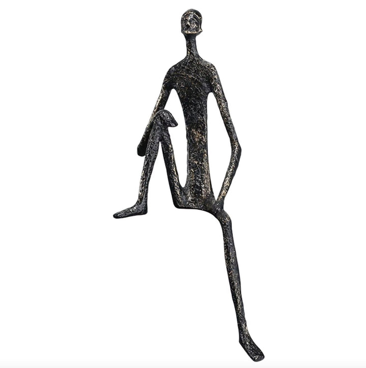 Minimalist Sitting Man Metal Sculpture