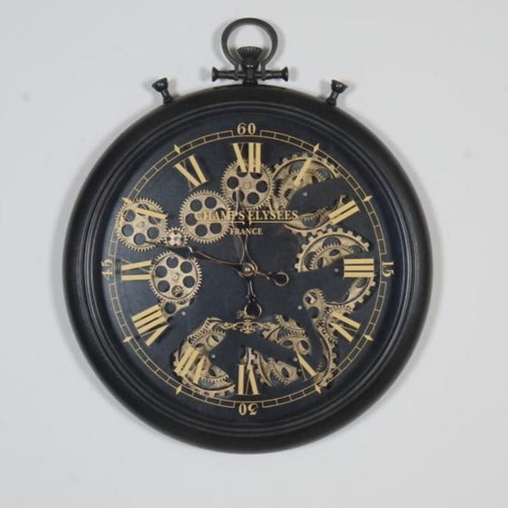 Moving Cogs Stopwatch Vintage Roman Numerals Wall Clock, 50cm - Marco Furniture