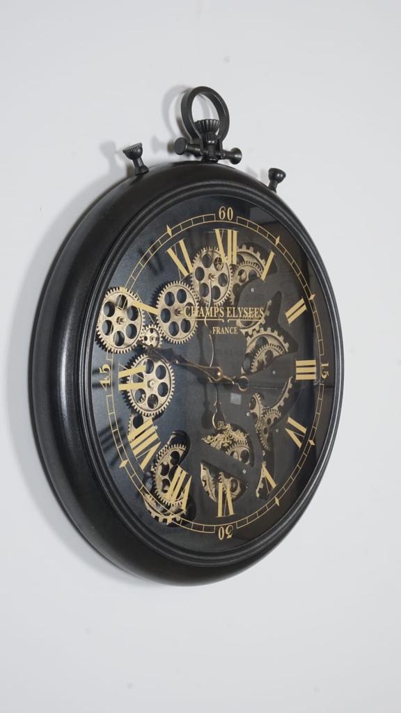 Moving Cogs Stopwatch Vintage Roman Numerals Wall Clock, 50cm - Marco Furniture