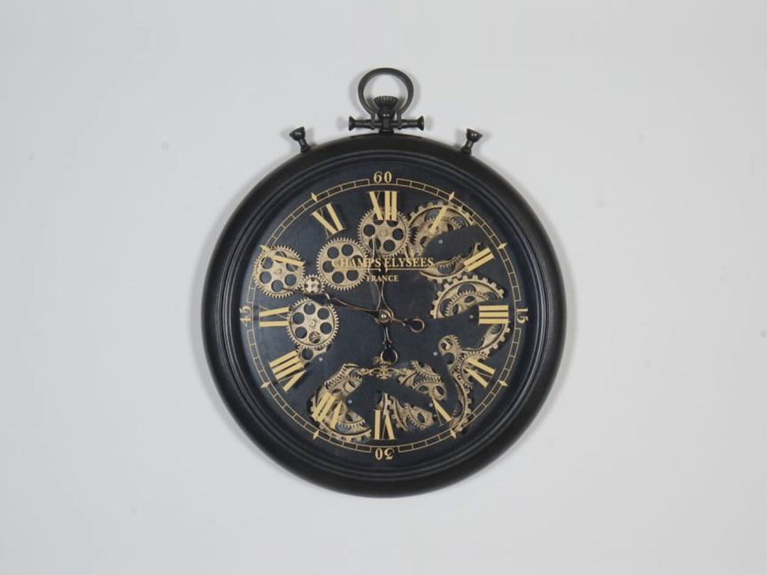 Moving Cogs Stopwatch Vintage Roman Numerals Wall Clock, 50cm