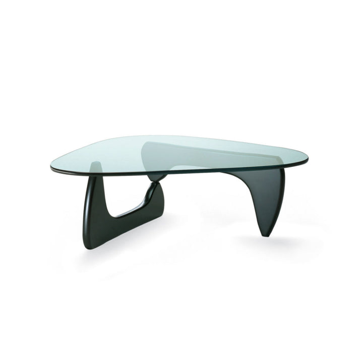 Noguchi Coffee Table (Black) with 15mm Tempered Glass Top and Ash Wood Legs