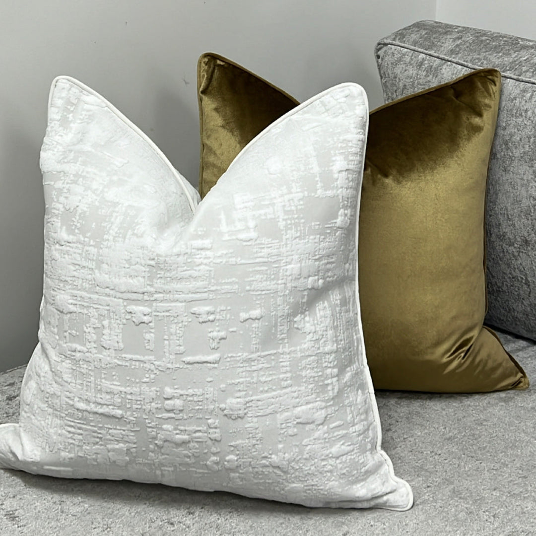 Nova White Textured Designer Feather-Filled Cushion