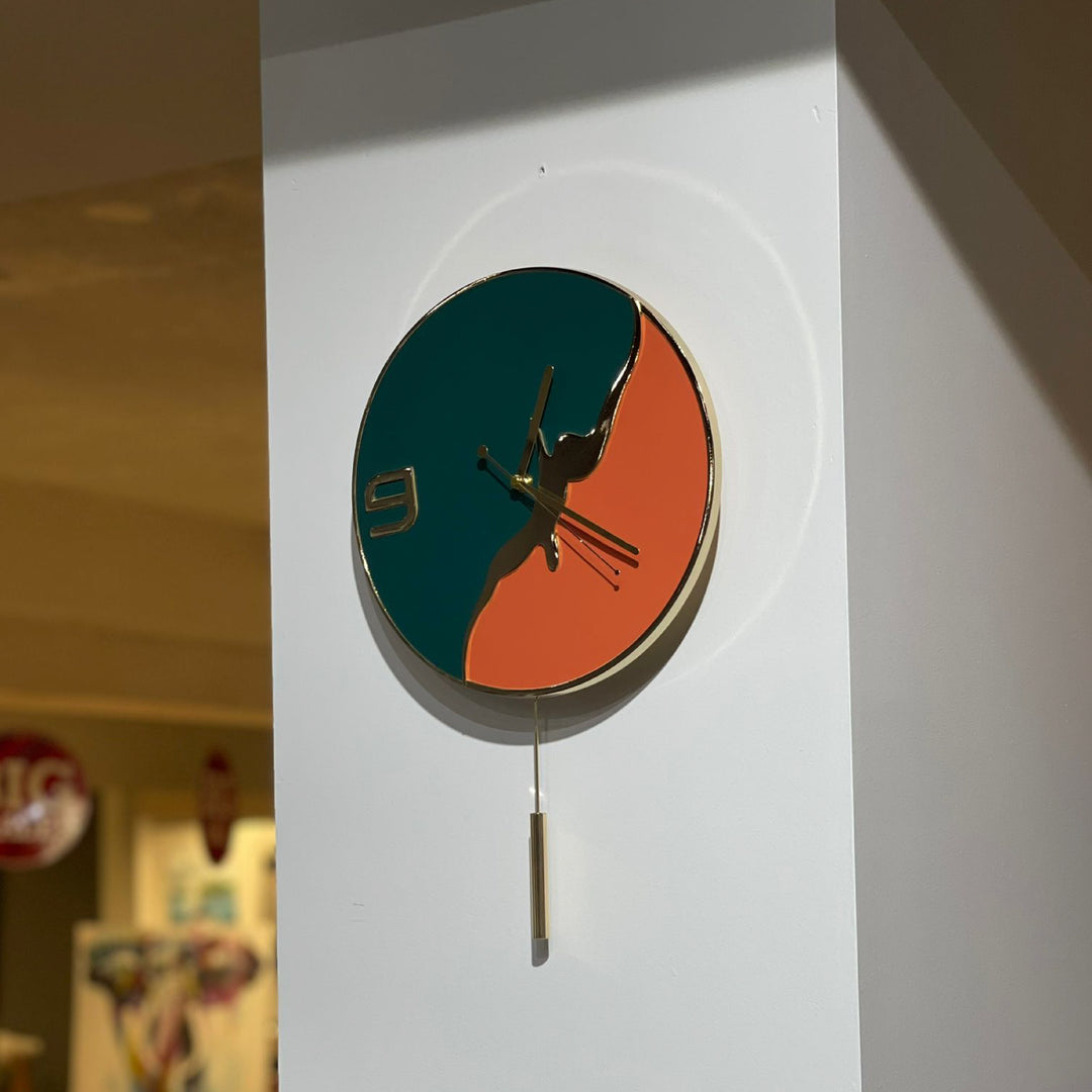 Luca Pendulum Wall Clock Orange (31x58 cm)