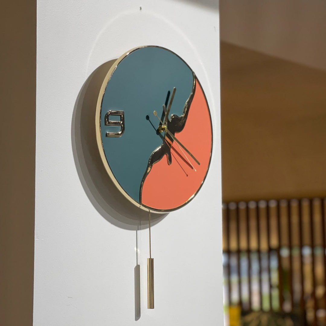 Luca Pendulum Wall Clock Orange (31x58 cm)