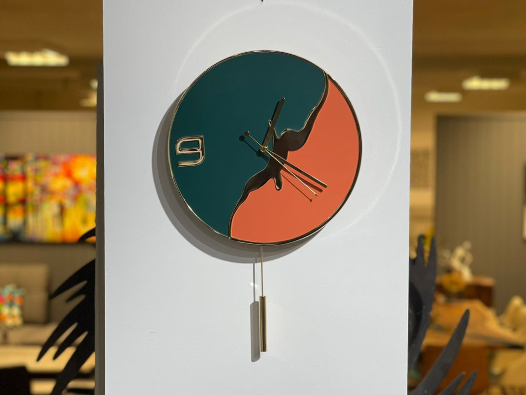 Luca Pendulum Wall Clock Orange (31x58 cm)