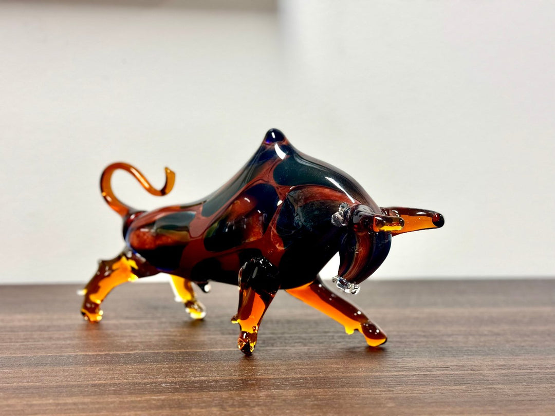 Bull Murano Style Glass In Blue