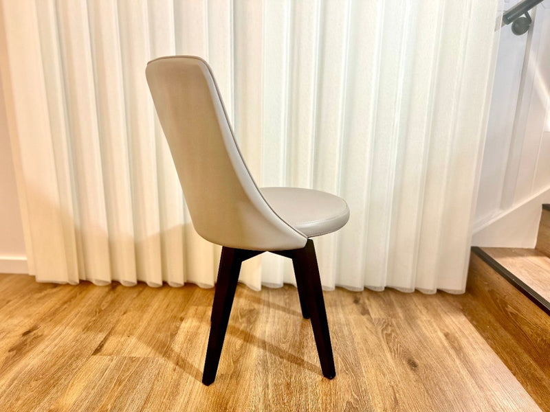 Polo Beige Swivel Dining Chair with Wood Legs