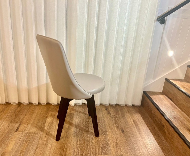 Polo Beige Swivel Dining Chair with Wood Legs