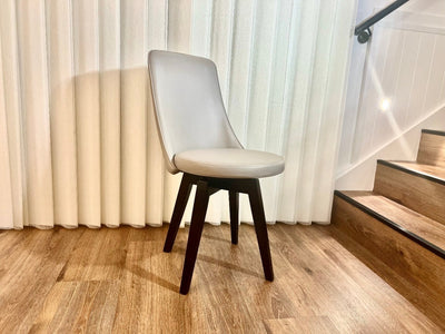 Polo Beige Swivel Dining Chair with Wood Legs