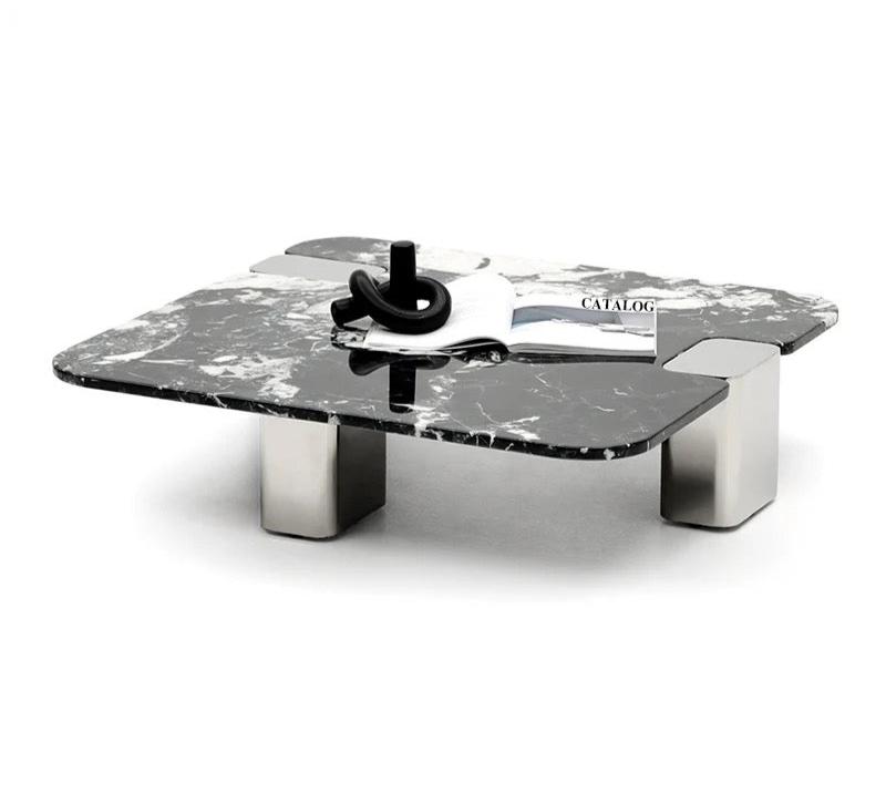 Lapis Black Rose Marble Top Coffee Table