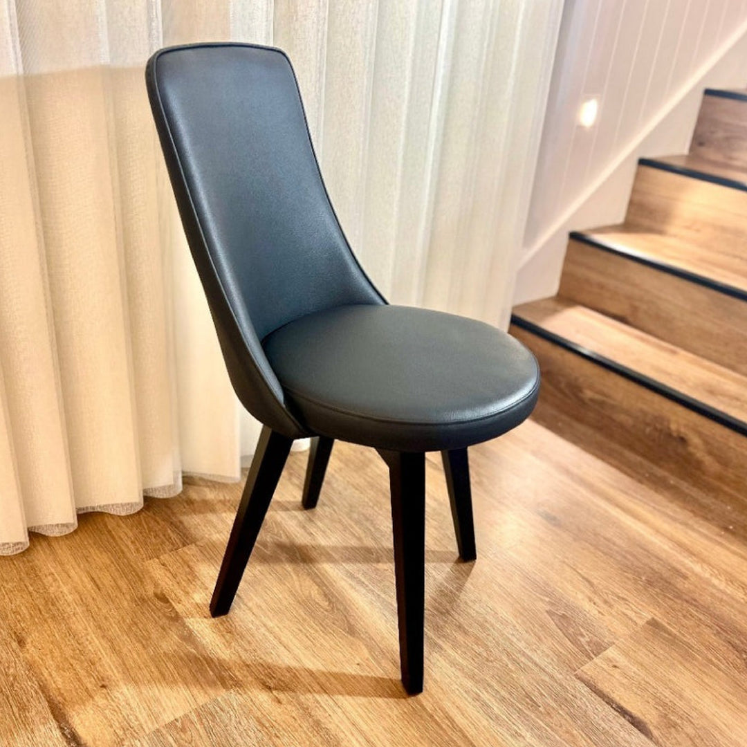 Polo Black Swivel Dining Chair with Wood Legs