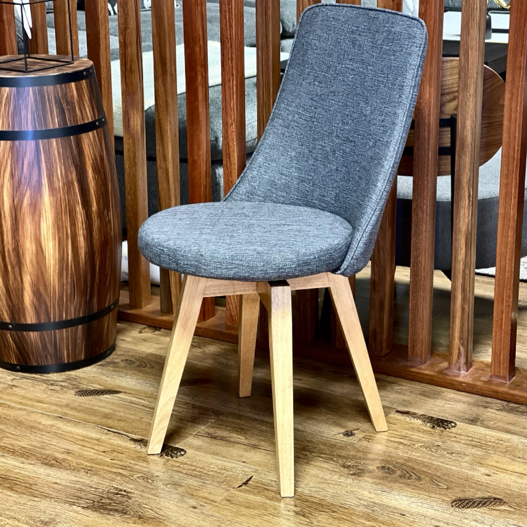 Polo Grey Swivel Dining Chair with Wood Legs