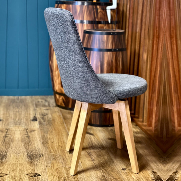 Polo Grey Swivel Dining Chair with Wood Legs