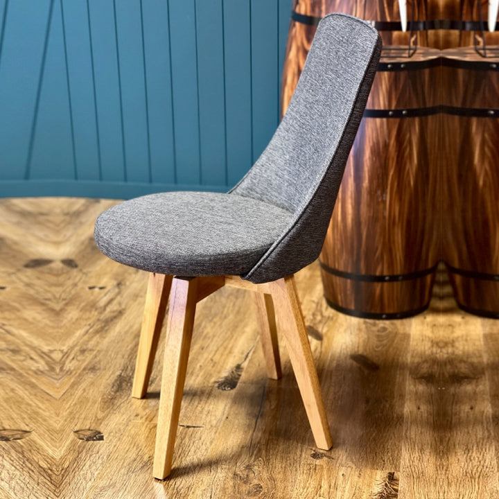 Polo Grey Swivel Dining Chair with Wood Legs