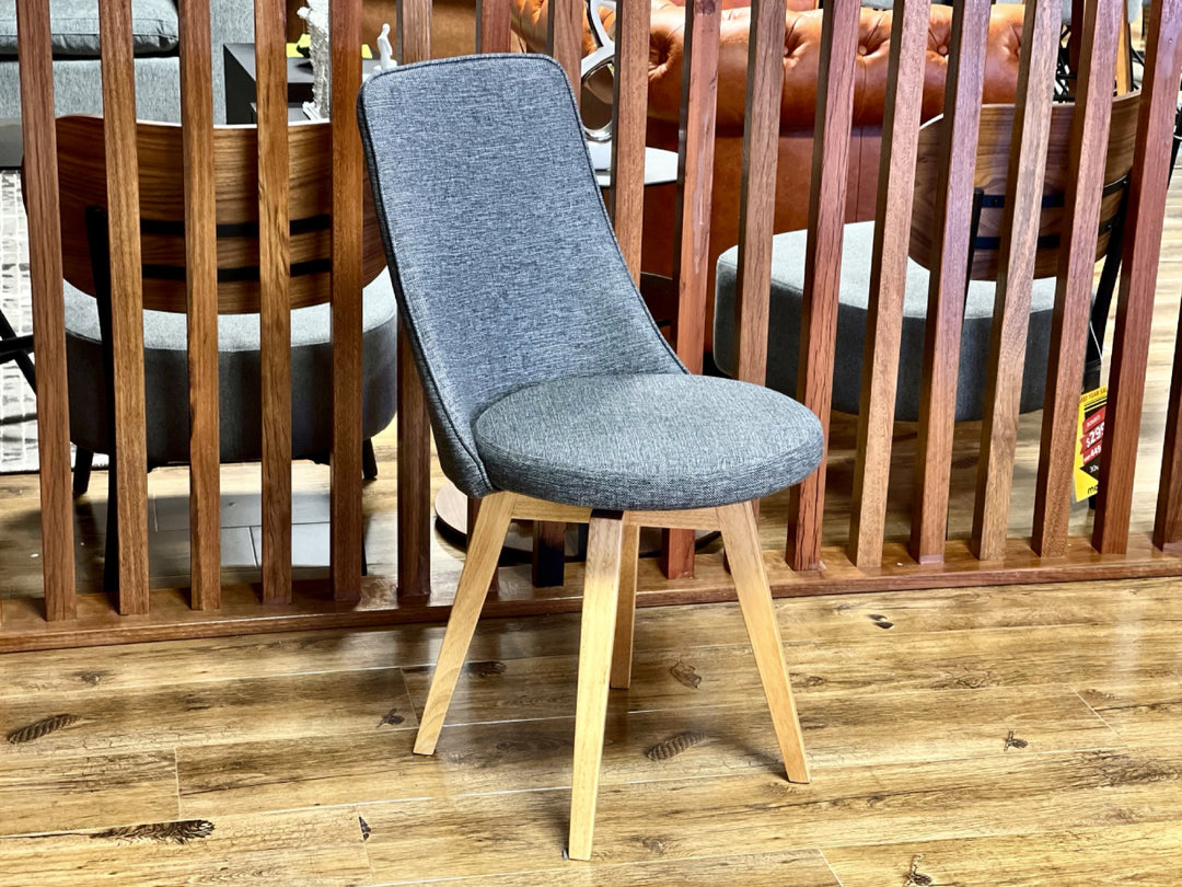 Polo Grey Swivel Dining Chair with Wood Legs