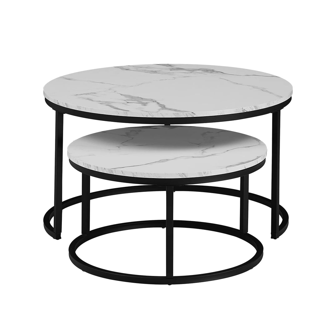 Proto Nesting Coffee Table with Sintered Stone Top and Black Base