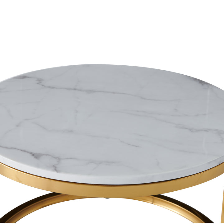 Proto Nesting Coffee Table with Marble Top and Stainless Steel Gold Base