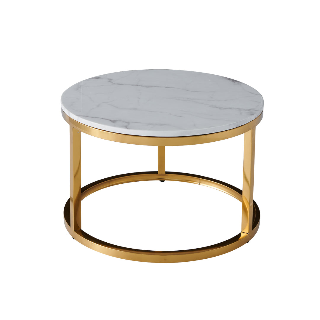 Proto Nesting Coffee Table with Marble Top and Stainless Steel Gold Base