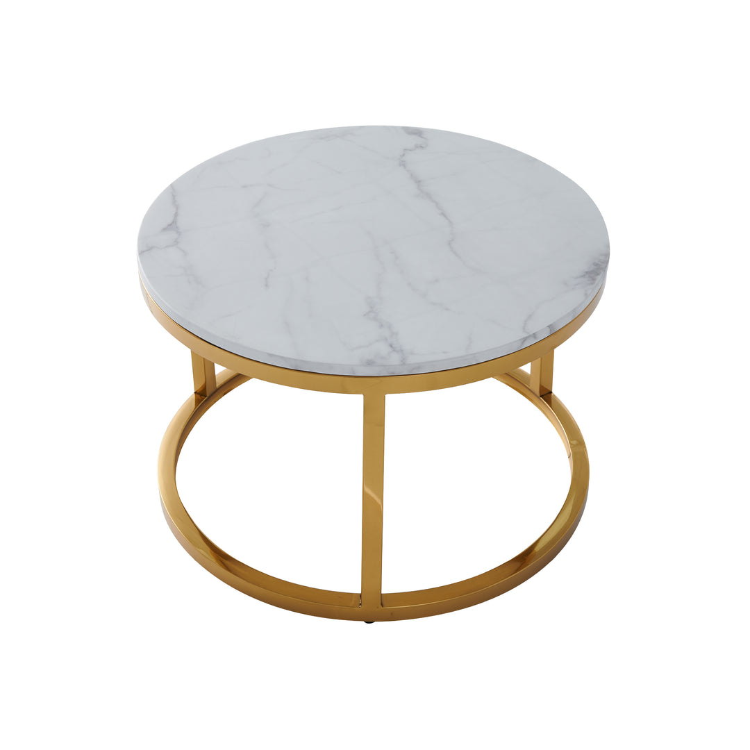 Proto Nesting Coffee Table with Marble Top and Stainless Steel Gold Base