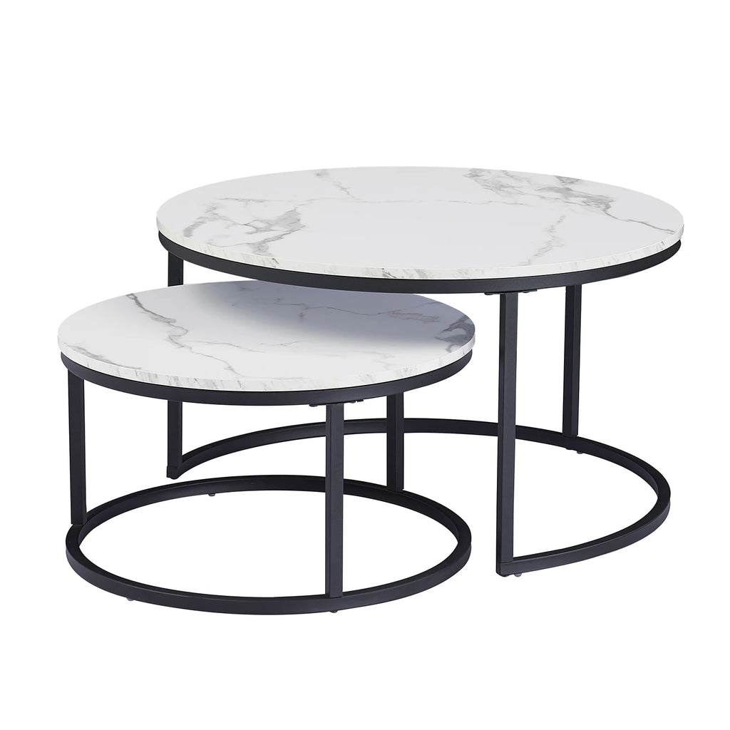 Proto Nesting Coffee Table with Sintered Stone Top and Black Base