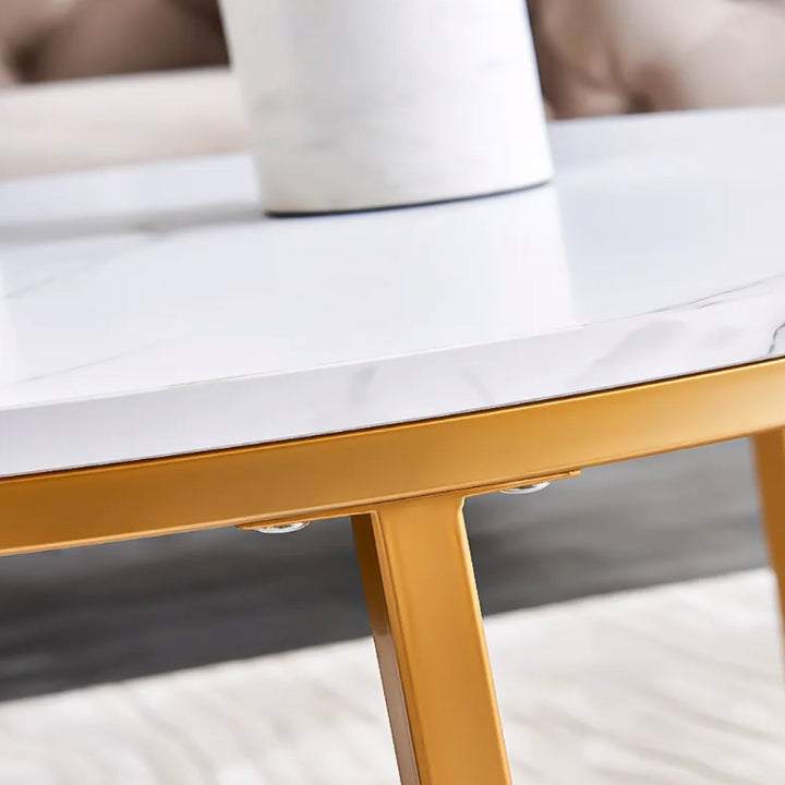 Proto Nesting Coffee Table with Marble Top and Stainless Steel Gold Base