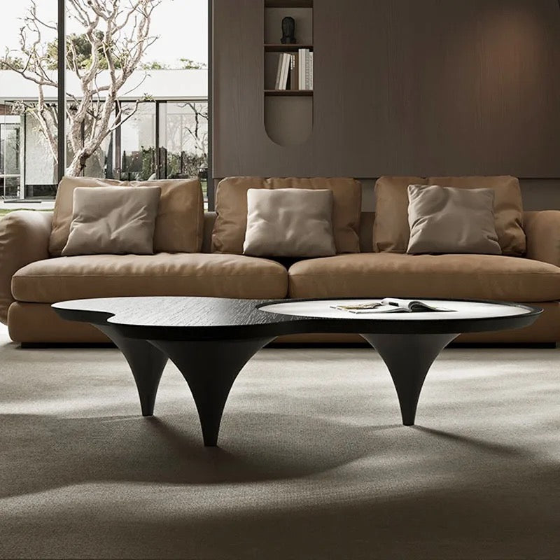 Roma 3 Legs Smoked Walnut Color with Sintered Stone Coffee Table