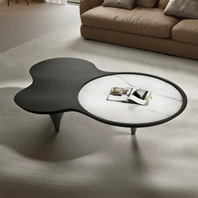 Roma 3 Legs Smoked Walnut Color with Sintered Stone Coffee Table