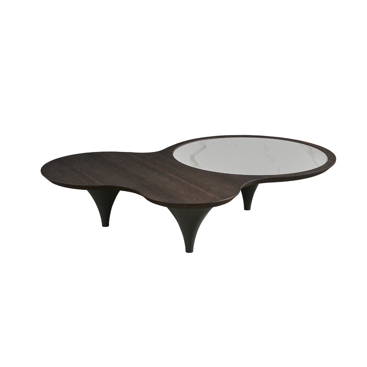 Roma 3 Legs Smoked Walnut Color with Sintered Stone Coffee Table